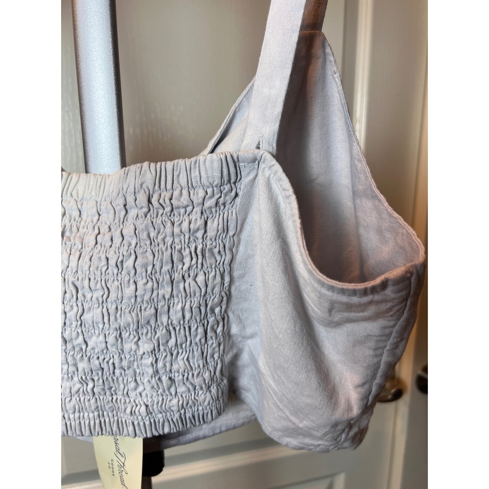 Tie-Front Crop Top Women XL NWT Linen Blend Boho Cottagecore Y2K Coastal Chic - Picture 11 of 13